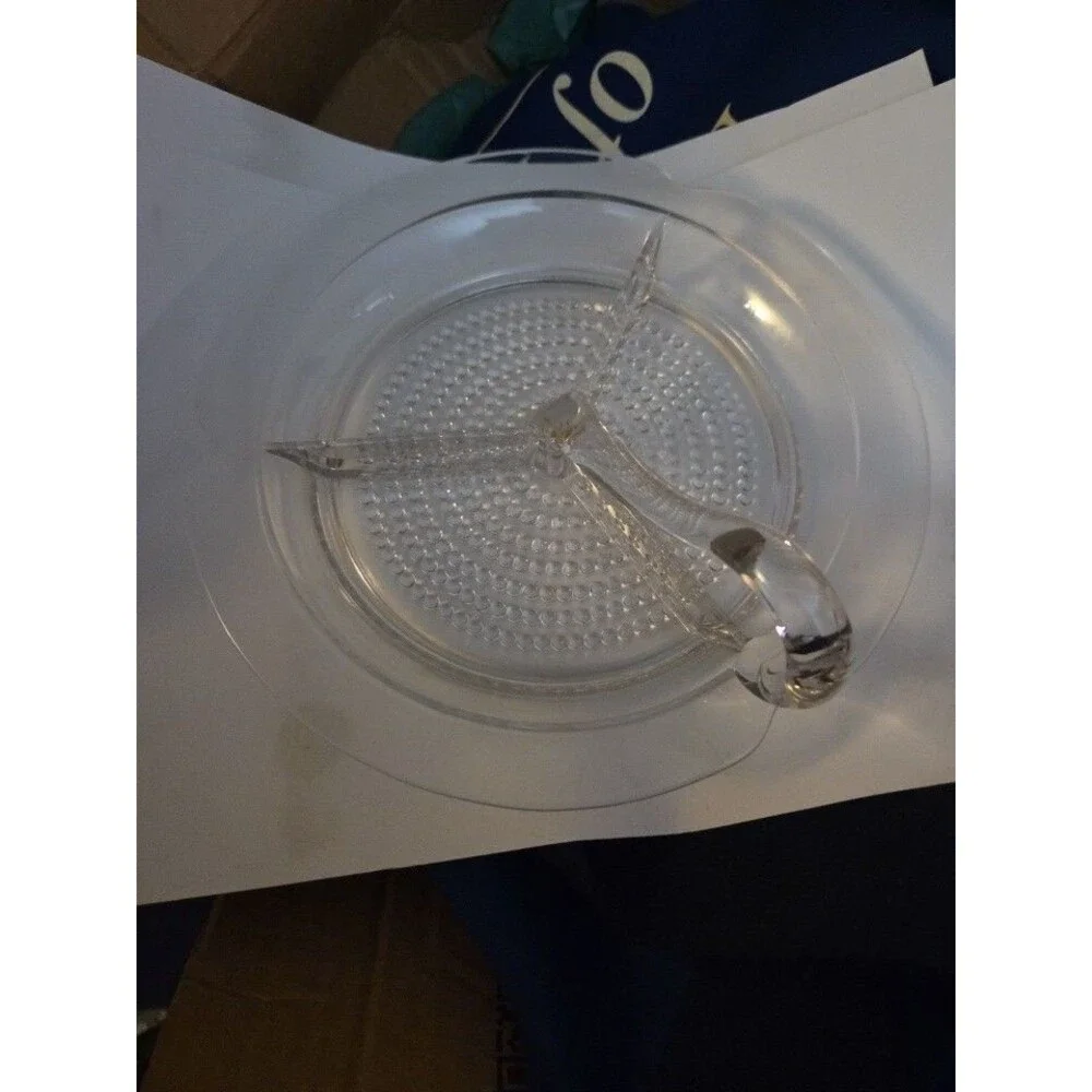 Vintage Divided Glass Hobnail Tray Serving  Dish